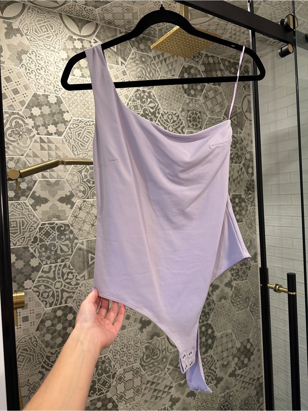 One-Shoulder Lavender Bodysuit
